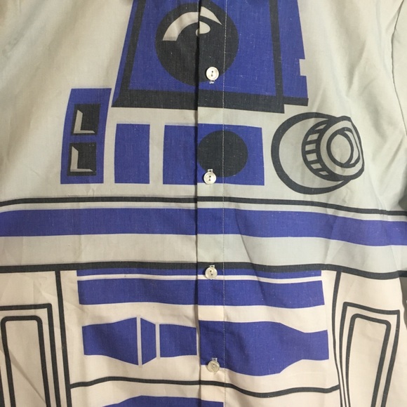 Star Wars R2D2 Button Down Shirt Disney Large - Picture 5 of 9